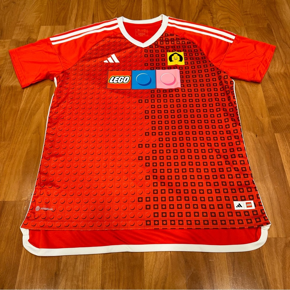 Lego x Adidas Tiro Red White Soccer Jersey Size XL  Aeroready New